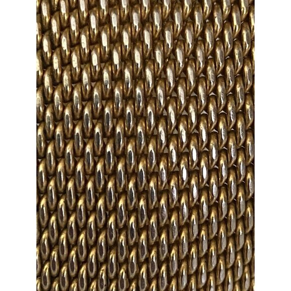 Vintage 1960s Bangle Bracelet Wide Mesh Gold Tone Rhinestone Detail Retro MCM - Picture 7 of 16